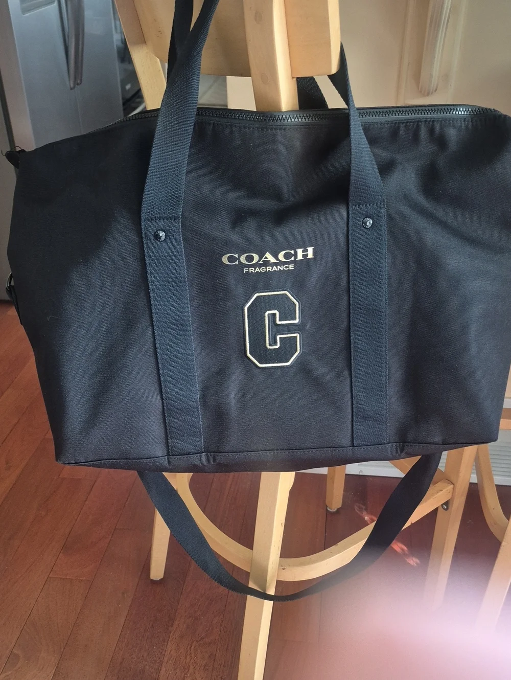 COACH Black Canvas Tote Bag with Logo Accent